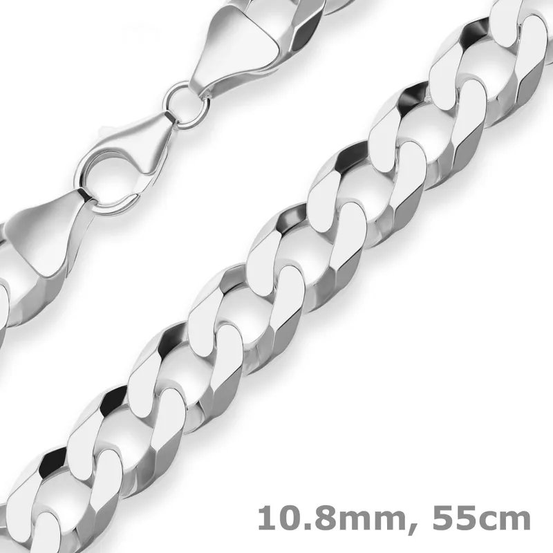 10,8mm Panzerkette Silberkette Collier Halskette aus 925 Silber 55cm Im Trend