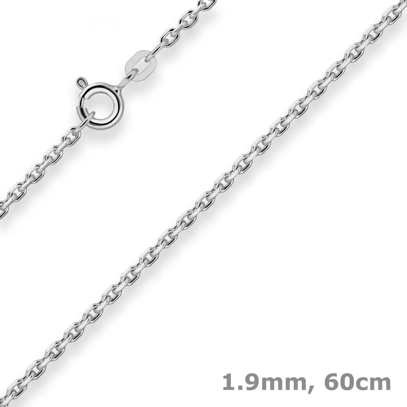 1,9mm Ankerkette diamantiert Collier Halskette aus 925 Silber rhodiniert 60cm Aktuell