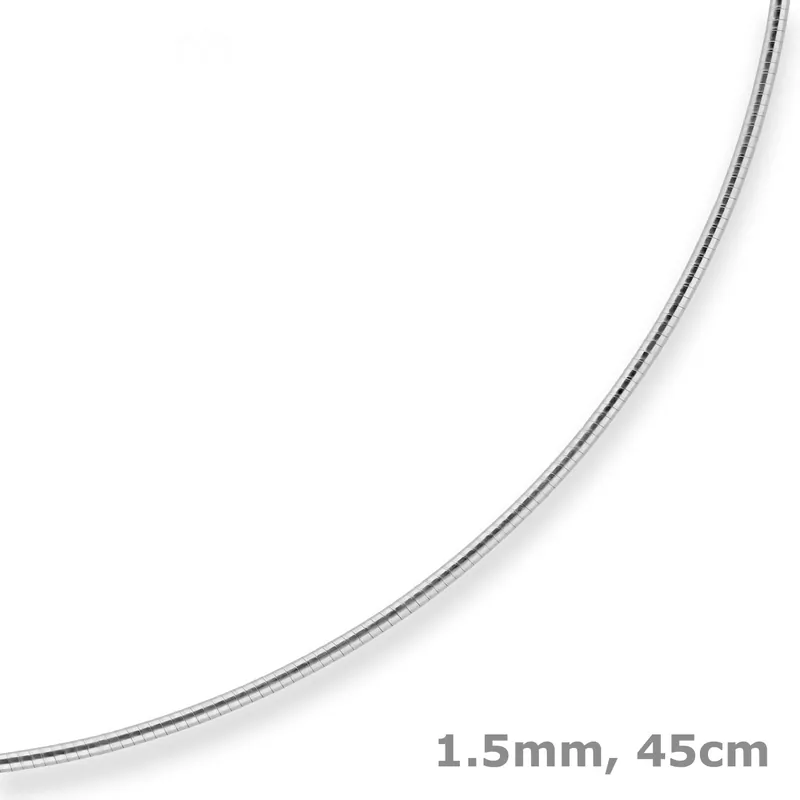 1,5mm Halsreif Tondakette Kette Collier Omegareif aus 925 Silber rhodiniert 45cm Im Trend