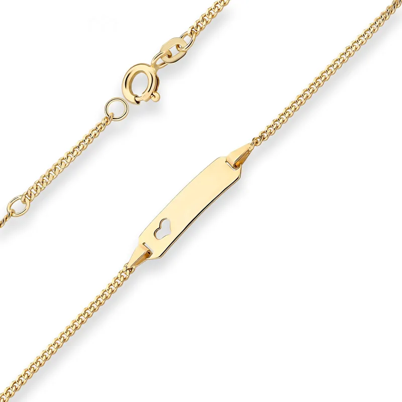 1,7mm Id-Armband Panzerkette Schildband, Herz aus 585 Gold Gelbgold 16cm Heute Kaufen