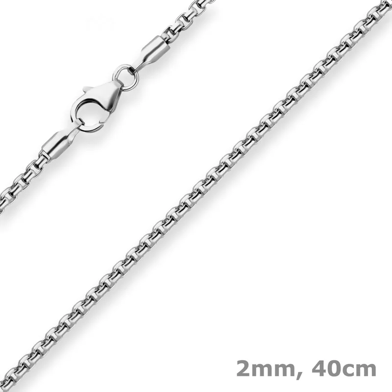 2mm Veneziakette rund Kette Collier Halskette aus 925 Silber rhodiniert 40cm Echt