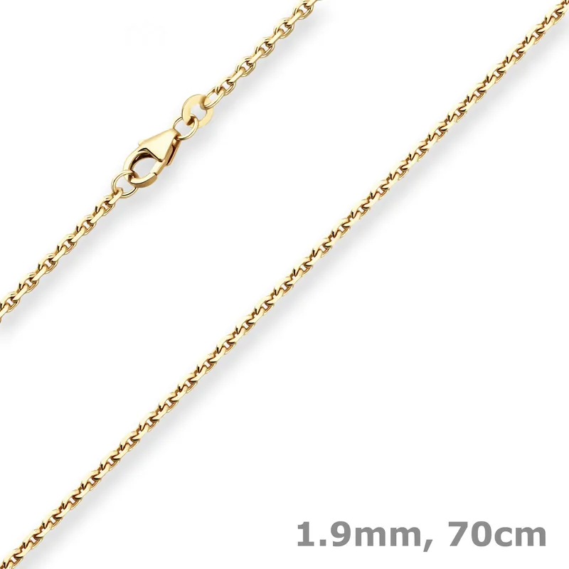1,9mm Ankerkette diamantiert Kette Collier Halskette aus 333 Gold Gelbgold 70cm Markenware