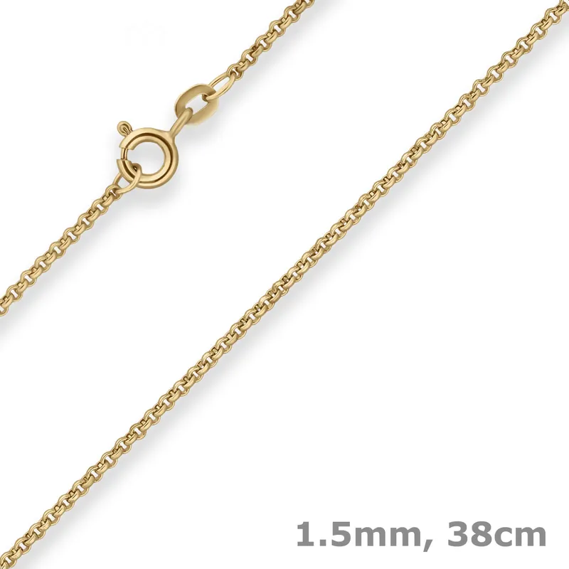 1,5mm Erbskette Goldkette Collier Halskette aus 585 Gold Gelbgold 38cm Preisknaller