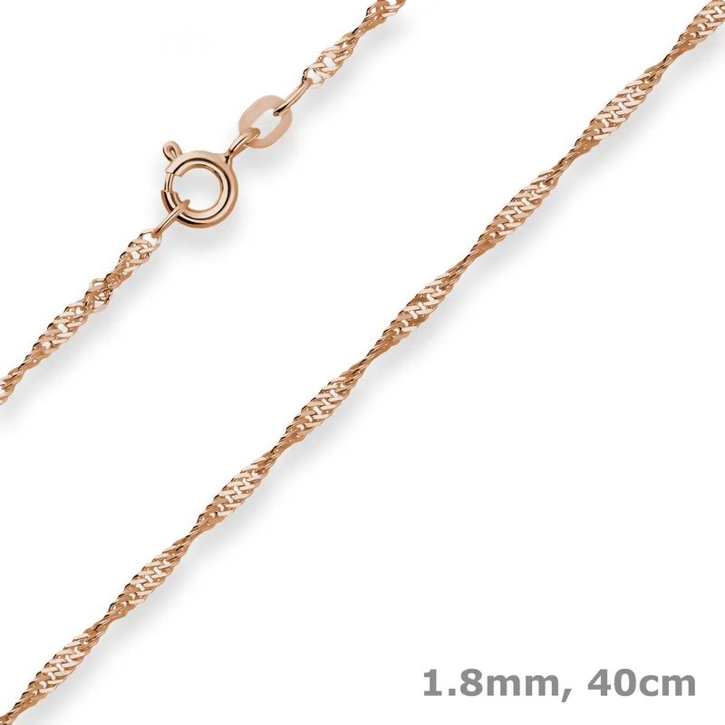 1,8mm Singapurkette Goldkette Collier Halskette aus 585 Gold Rotgold 40cm Begrenztes Angebot