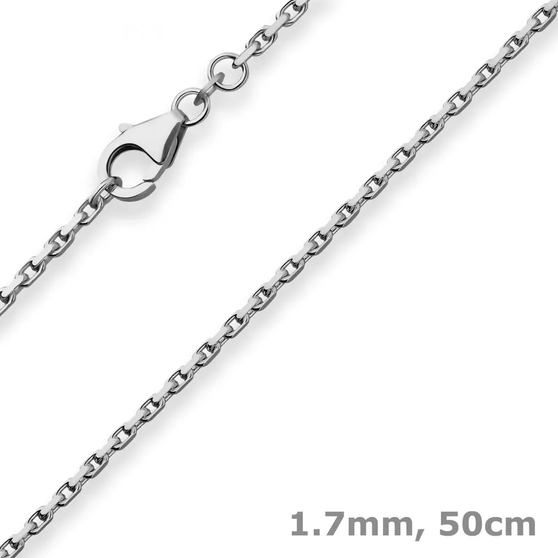 1,7mm Ankerkette diamantiert Collier Halskette aus 925 Silber rhodiniert 50cm Online Kaufen