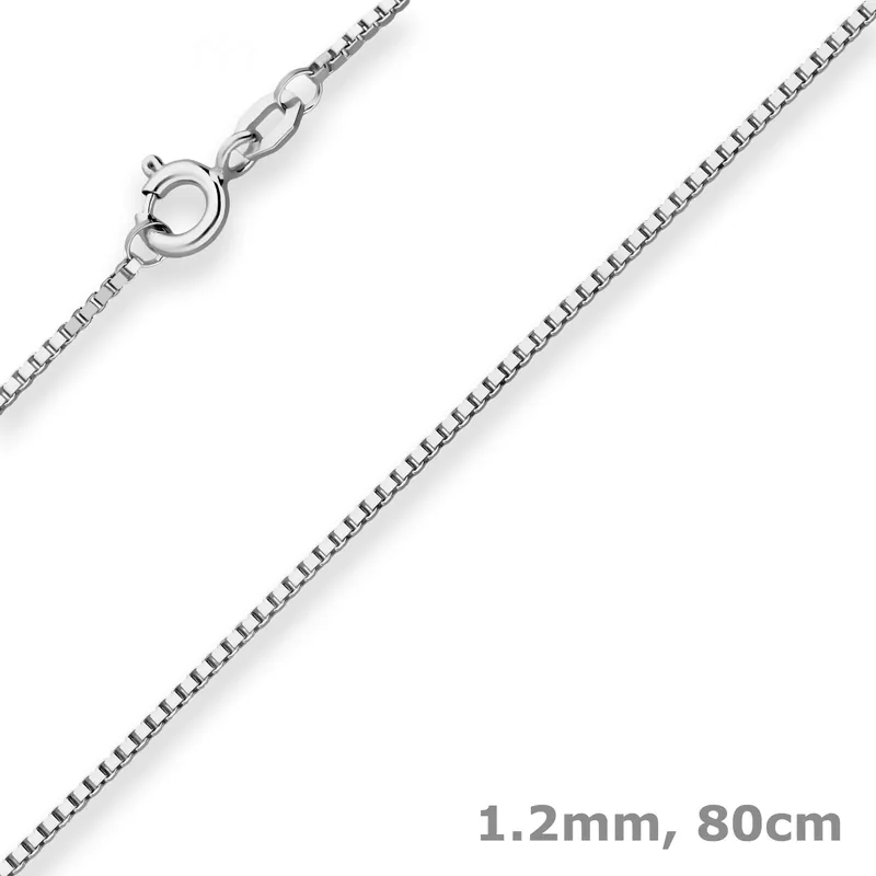 1,2mm Veneziakette Silberkette Collier Halskette aus 925 Silber rhodiniert 80cm Neue Ware
