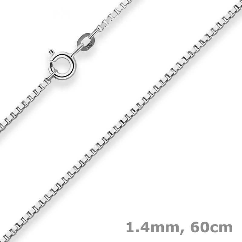 1,4mm Veneziakette Silberkette Collier Halskette aus 925 Silber rhodiniert 60cm Schneller Versand