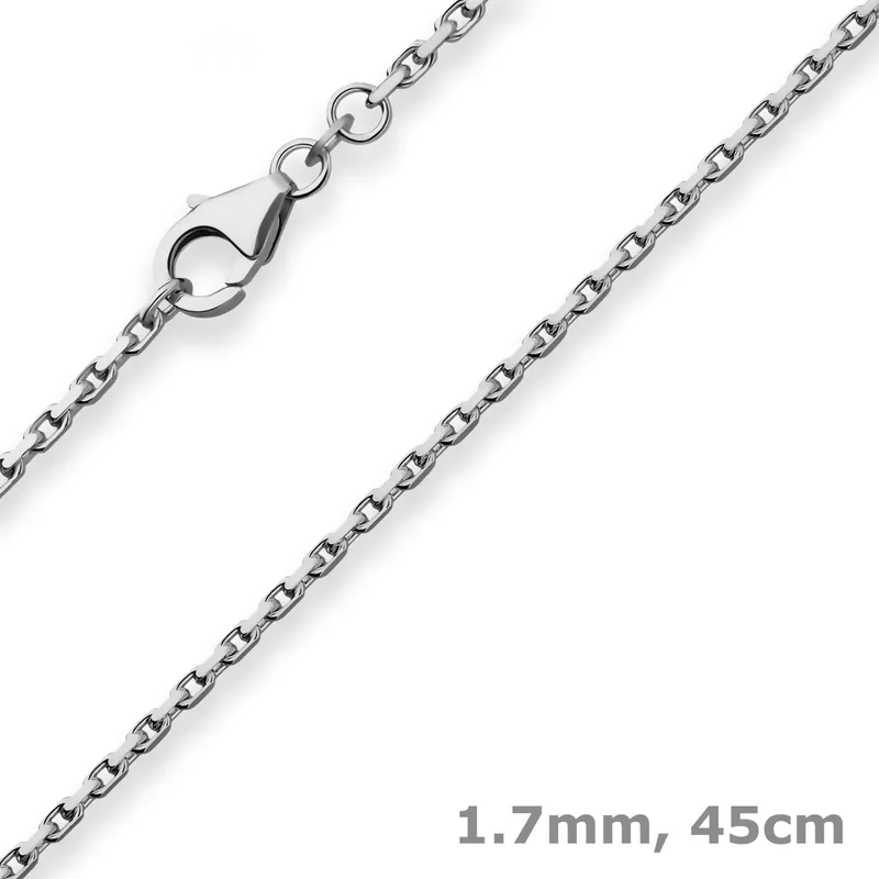 1,7mm Ankerkette diamantiert Collier Halskette aus 925 Silber rhodiniert 45cm Begrenztes Angebot