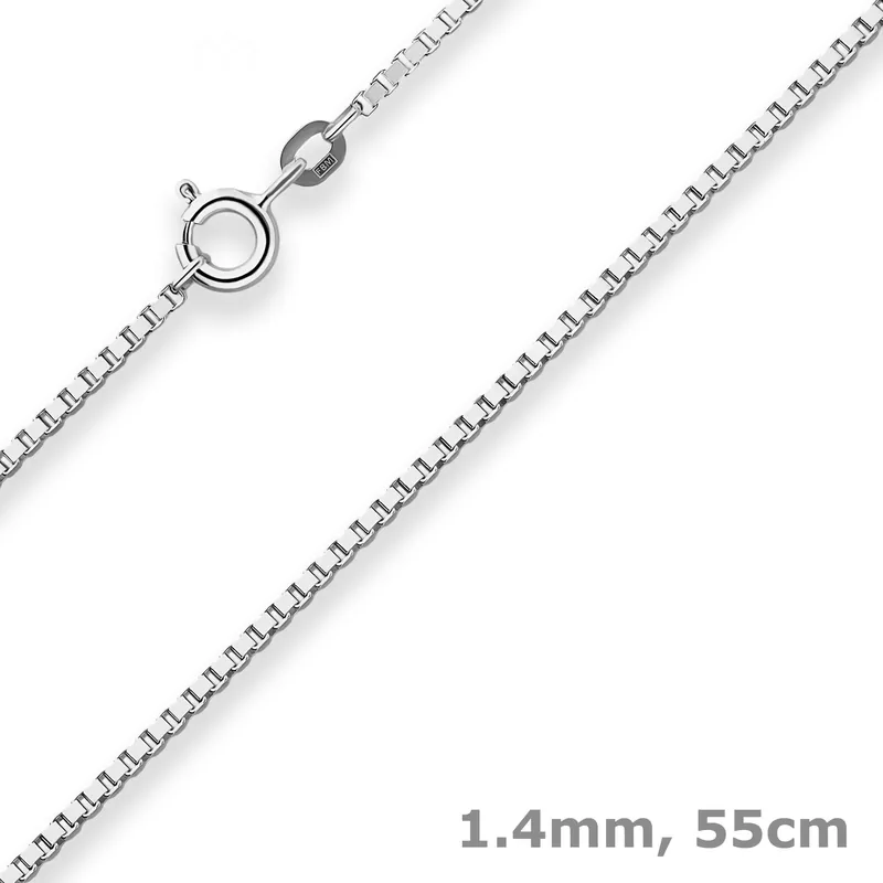 1,4mm Veneziakette Silberkette Collier Halskette aus 925 Silber rhodiniert 55cm Preisreduziert