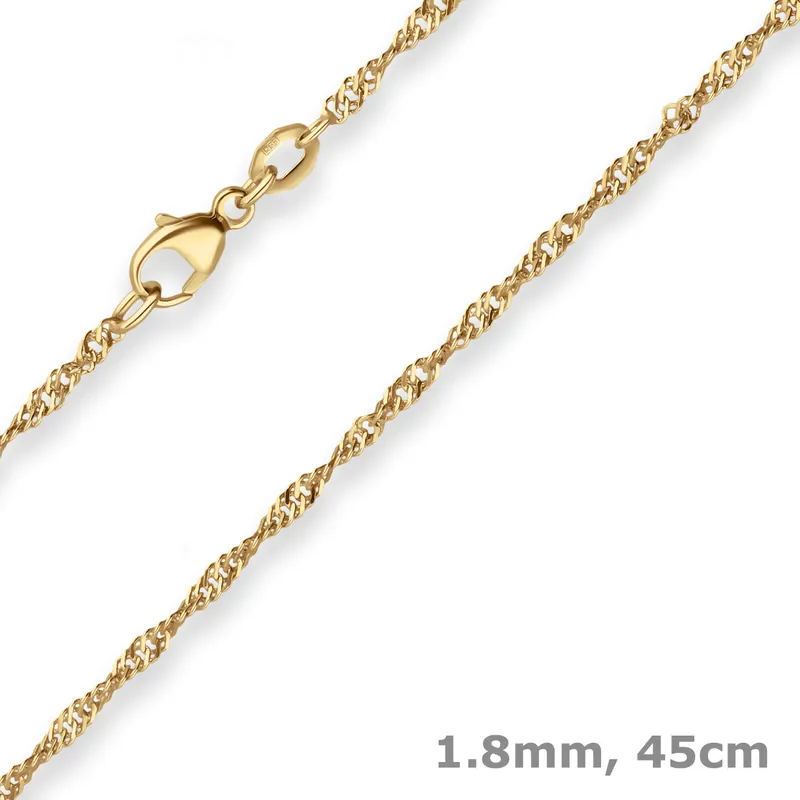 1,8mm Singapurkette Goldkette Collier Halskette aus 750 Gold Gelbgold 45cm Finale Aktion