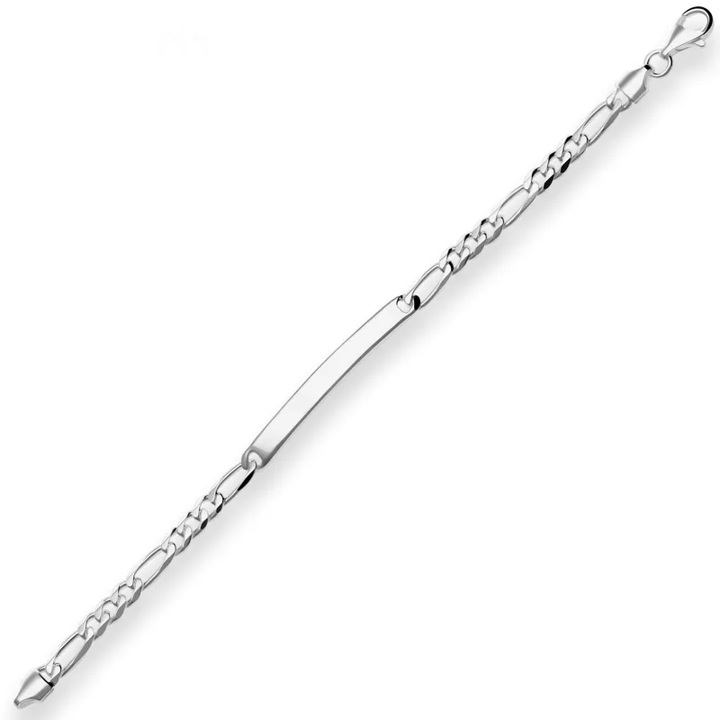 Wochenendangebot 5,5mm Id-Armband Figarokette diamantiert aus 925 Silber rhodiniert 19cm