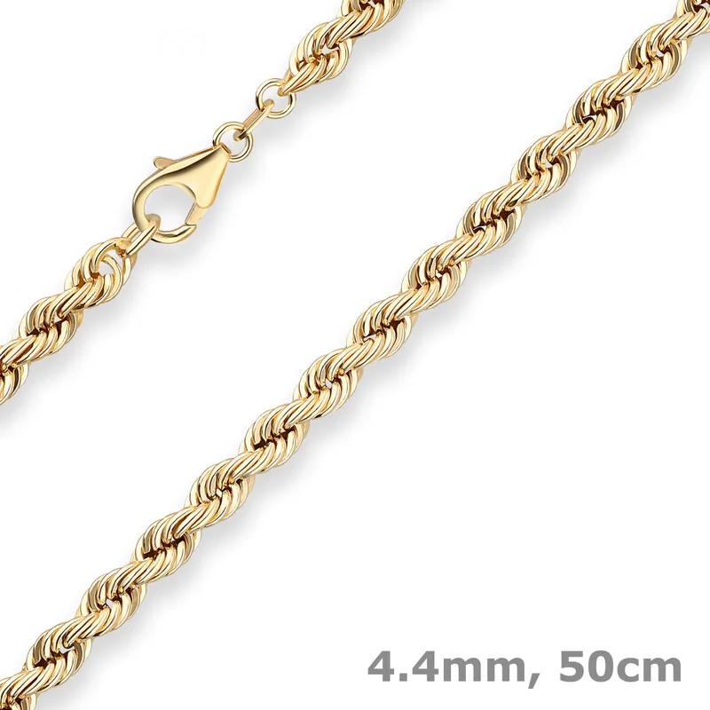 Wochenendangebot 4,4mm Kordelkette Goldkette Collier Halskette aus 585 Gold Gelbgold 50cm