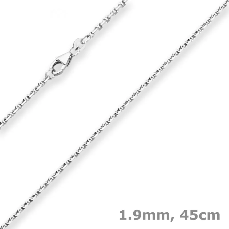 1,9mm Ankerkette diamantiert Silberkette Collier Halskette aus 925 Silber 45cm Finale Aktion