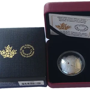 Silbermünze 50 Jahre Mondlandung 2019 - Kanada 25 Dollars Silber Polierte Platte Sichere Zahlung