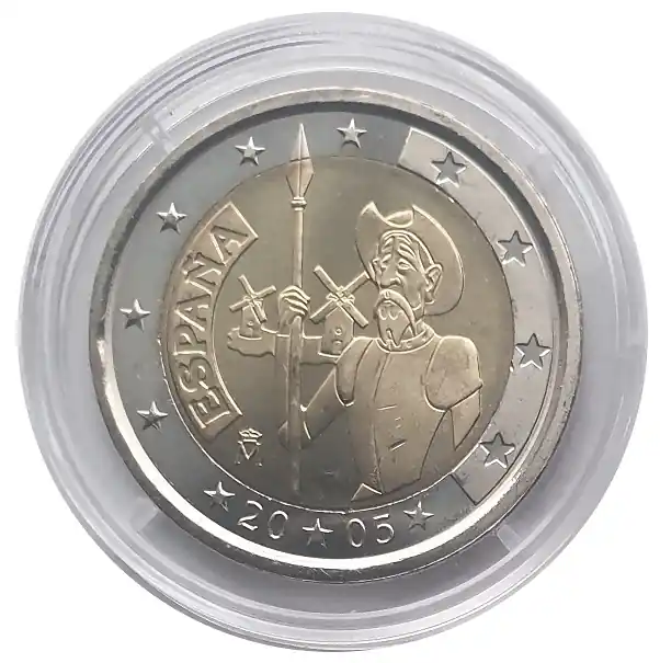 2 Euro Spanien 2005 Don Quijote Bankfrisch in Münzkapsel Must-Have