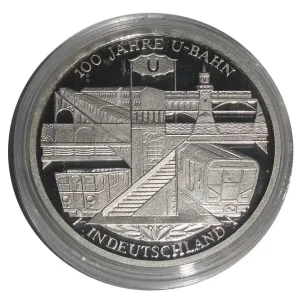 Online Kaufen BRD: 10 Euro Silber Gedenkmünze 100 Jahre U-Bahn in Deutschland 2002 Polierte Platte