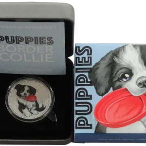 Tuvalu 1/2 Oz Silber Border Collie Puppis Welpe 2018 Farbe Polierte Platte Schnäppchen