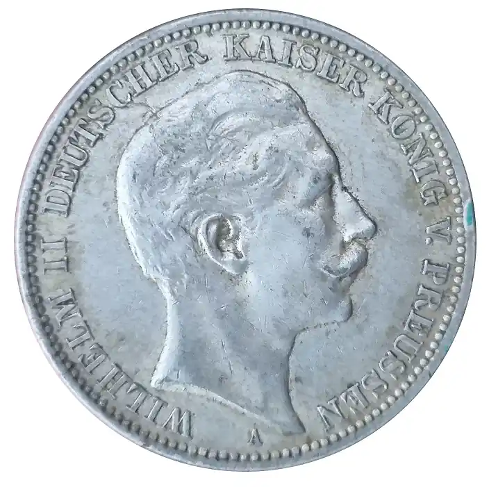 Sichere Zahlung Deutsches Kaiserreich 3 Mark Silber Wilhelm II König von Preussen 1910 A