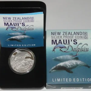 Neuseeland 1 Oz Silber Maui's Dolphin 2010 Polierte Platte im Etui Begrenztes Angebot