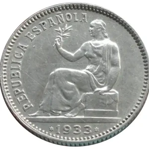 Sonderangebot Republik Spanien 1 Peseta Silbermünze 1933