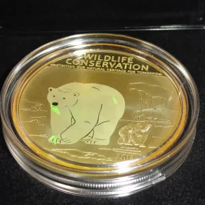 Cook Inseln 1 Dollar Eisbär Polarbär Münze 2013 Prismar Technik Finale Aktion