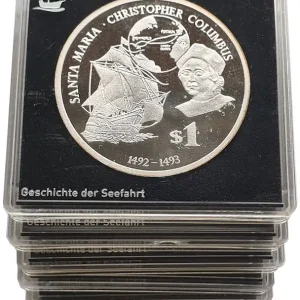 7 Silbermünzen Geschichte der Seefahrt Polierte Platte mit Echtheits - Zertifikate von MDM Finale Aktion