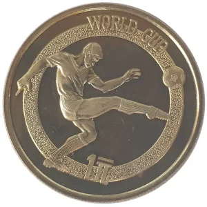 China 1 Yuan 1982 Fussball WM Messing Polierte Platte Neu Im Sortiment