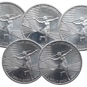 5 x 10 Euro Silber ADFGJ Leichtathletik WM Berlin 2009 Jetzt Bestellen