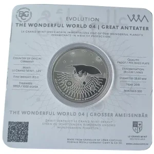 Preiswert Libanon 25 Livres 1 Oz Silber grosser Ameisenbär 2018 Polierte Platte Blister