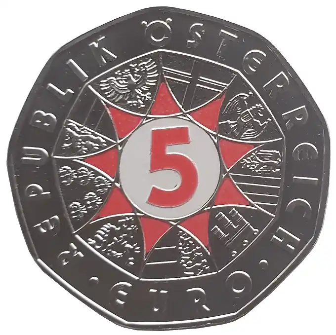 Heute Kaufen Österreich 5 Euro Silbermünze Fussball 2008 Farbveredelung Coloriert