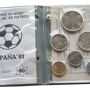 Kostenloser Versand Spanien Kursmünzensatz 181,50 Pesetas 1980 Fifa Fussball WM 1982 im Mäppchen