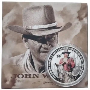 Abverkauf 1 Oz Silber John Wayne Farbe - Color 2022 Polierte Platte Tuvalu
