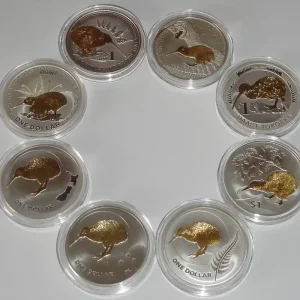 Finale Aktion Neuseeland 1 Oz Silber Kiwis 2005, 2006, 2007, 2008, 2009, 2010, 2011 2012 Gilded