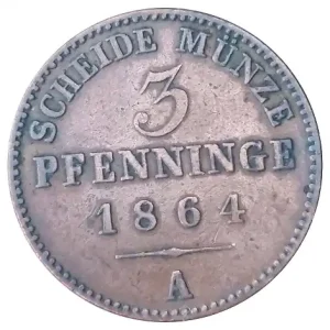 Königreich Preussen: Scheide Münze 3 Pfennige 1864 A - 120 Einen Thaler Knallerangebot