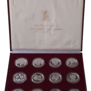 Kostenloser Rückversand Komplettsatz 12 Silbermünzen Royal Wedding Prince Charles & Lady Diana 1981 in Münzkassette