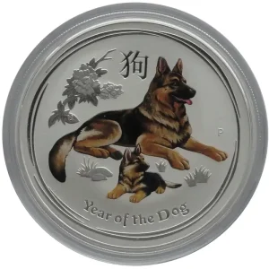 Mengenrabatt Australien 1 Oz Silber Lunar Hund II 2018 Farbe