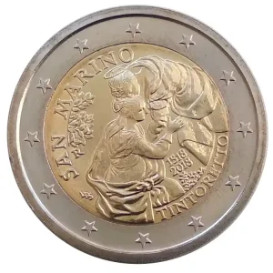 Kostenloser Rückversand San Marino 2 Euro Gedenkmünze 500. Geburtstag Jacopo Tintoretto 2018 in Münzkapsel
