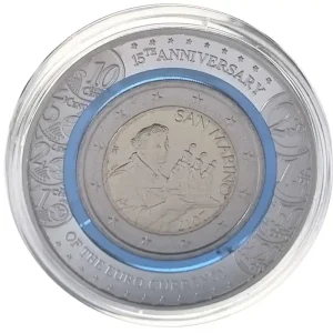 San Marino 2 Euro Heiliger Marinus 2017 mit Blauem Polymer - Ring Angebot