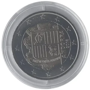 Andorra 2 Euro Gedenkmünze - Staatswappen 2018 in Münzkapsel Abverkauf