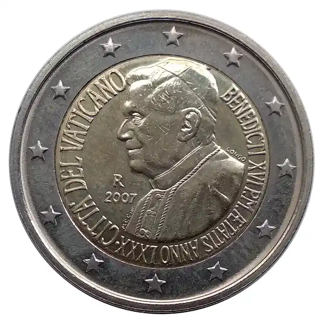 Ab Werk Vatikan 2 Euro Gedenkmünze 80. Geburtstag Papst Benedikt 2007 in Münzkapsel