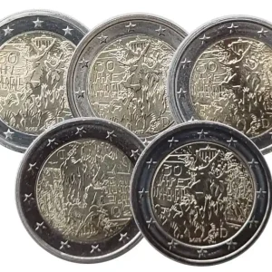 BRD: 5 x 2 Euro Münzen ADFGJ Mauerfall 2019 lose Bankfrisch Neue Ware