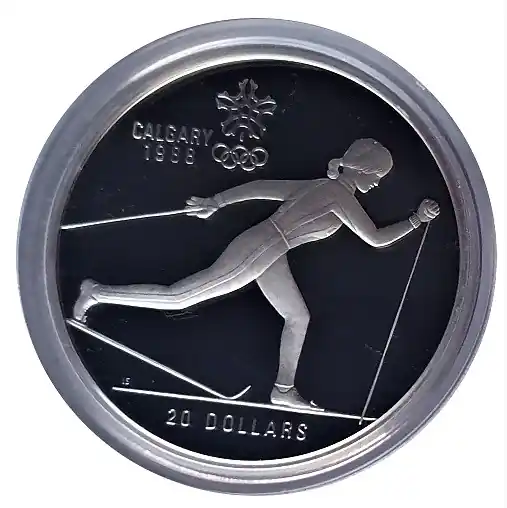 Preiswert Kanada 20 Dollars Silber Olympia Calgary 1988 Skilanglauf Polierte Platte