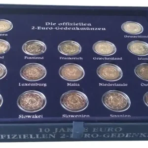 Kracherpreis 17 x 2 Euro Münzen 10 Jahre Euro Bargeld 2012 Komplettsatz im MDM Etui und Echtheits - Zertifikate