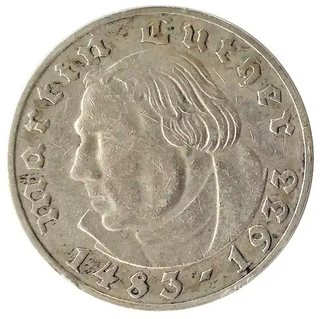 Preis Gesenkt Deutsches Reich 2 Reichsmark Silber Martin Luther 1933 A