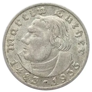 Neu Deutsches Reich 2 Reichsmark Silber Martin Luther 1933 D