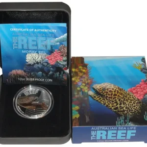 Australien 1/2 Oz Silber Muräne (Moray Eel) 2010 Polierte Platte Sea Life Serie Preis Gesenkt