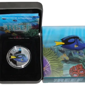 Kracherpreis Australien 1/2 Oz Silber Sea Life Serie II Doktorfisch (Surgeon Fish) 2012 PP
