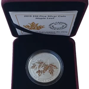 Kanada 10 Dollars 1/2 Oz Silber Maple Leaf Ahornblätter 2015 im Etui - 999/1000 Feinsilber Letzte Chance