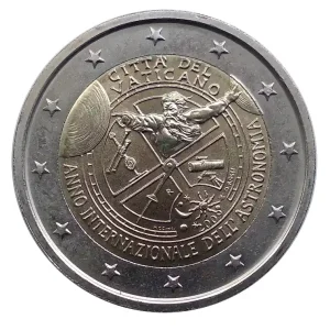 Vatikan 2 Euro Gedenkmünze Internationales Jahr der Astronomie 2009 in Münzkapsel Gratis Versand