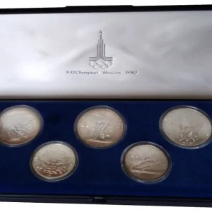 Weltweiter Versand 40 Rubel Silbermünzen - Satz Olympiade 1980 Moskau im Etui